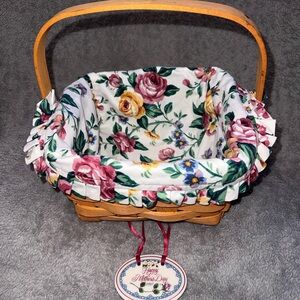 Longaberger Basket Happy Mother’s Day Garden Splendor Liner And Plastic Liner
